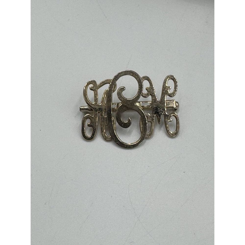 Vintage Monograph Initials  Monogram Brooch Pin ''HCM" Gold Tone
